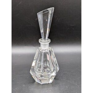 Vtg CIO Clear Crystal Perfume Bottle Angled Stopper Vanity Czech Republic 7"
